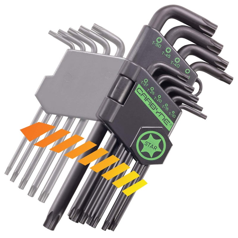 Carbyne 9-Piece Long Arm Torx Wrench Set (Torx Key Set/Star Wrench Set). Includes T-10 to T-50. Heat Treated S2 Steel - Image 5
